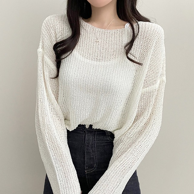 1週間限定【nugu】モヘアリボンパフニット ホワイトシースルードット2点セット 1週間限定【nugu】モヘアリボンパフニット ホワイトシースルー