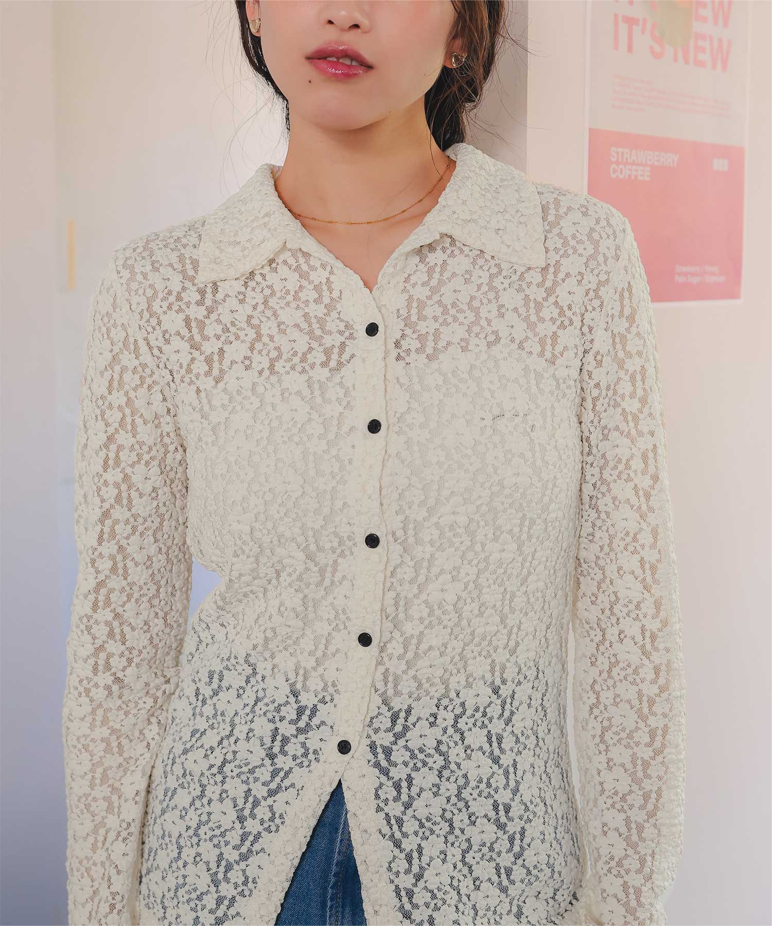 レースコンパクトシャツ