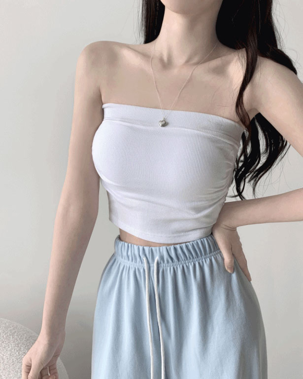 レア❀ケイニノミヤ❀胸元ゴムシャーリング❇AD2024❇ボリューム❇パフスリーブ カップ付き]ゴムシャーリングクロップドチューブトップ | ファッション