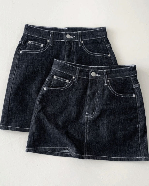 ステッチローデニムAラインミニスカート | ファッション通販