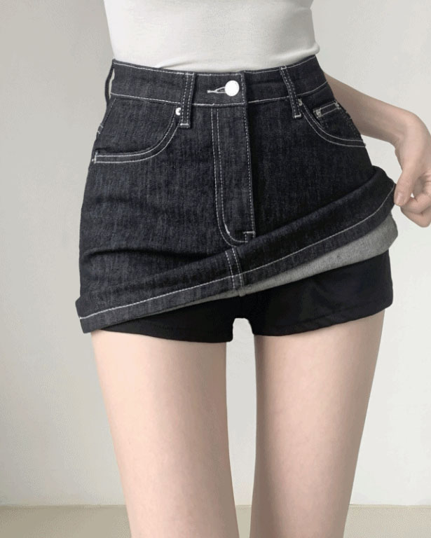 ステッチローデニムAラインミニスカート | ファッション通販