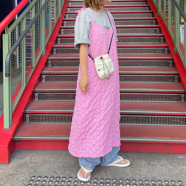 verybrain キャミワンピース ピンク ユニクロ リネンブレンドギャザーキャミソールワンピース ピンク