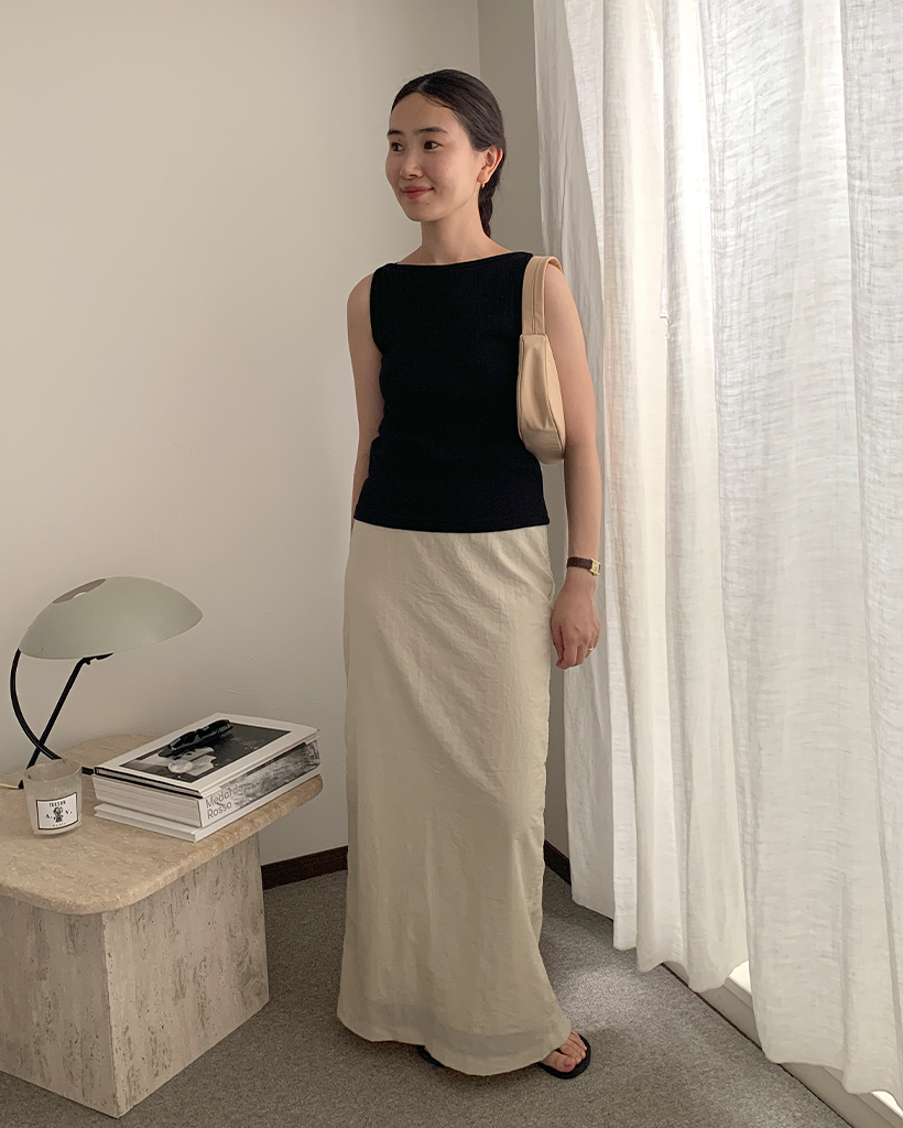 専用です。クレッシェント　リネンロングスカート　M トリアセテートリネンストレッチ タイトロングスカート