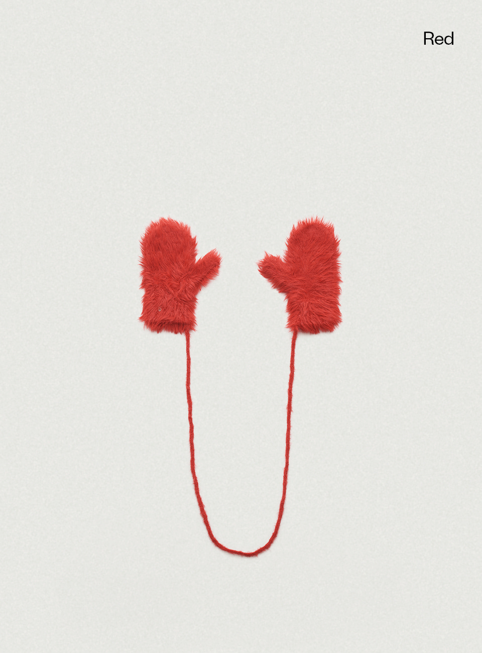 Hairy Knit Gloves - Red