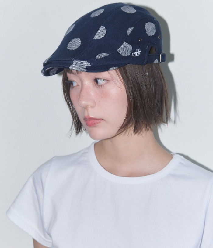 ドットハンチングキャップ(ネイビー)