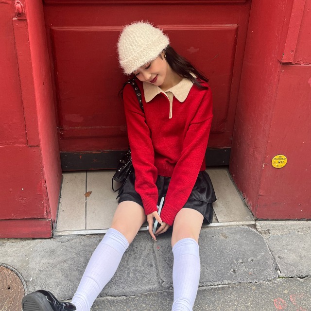 バイカラーポロニット