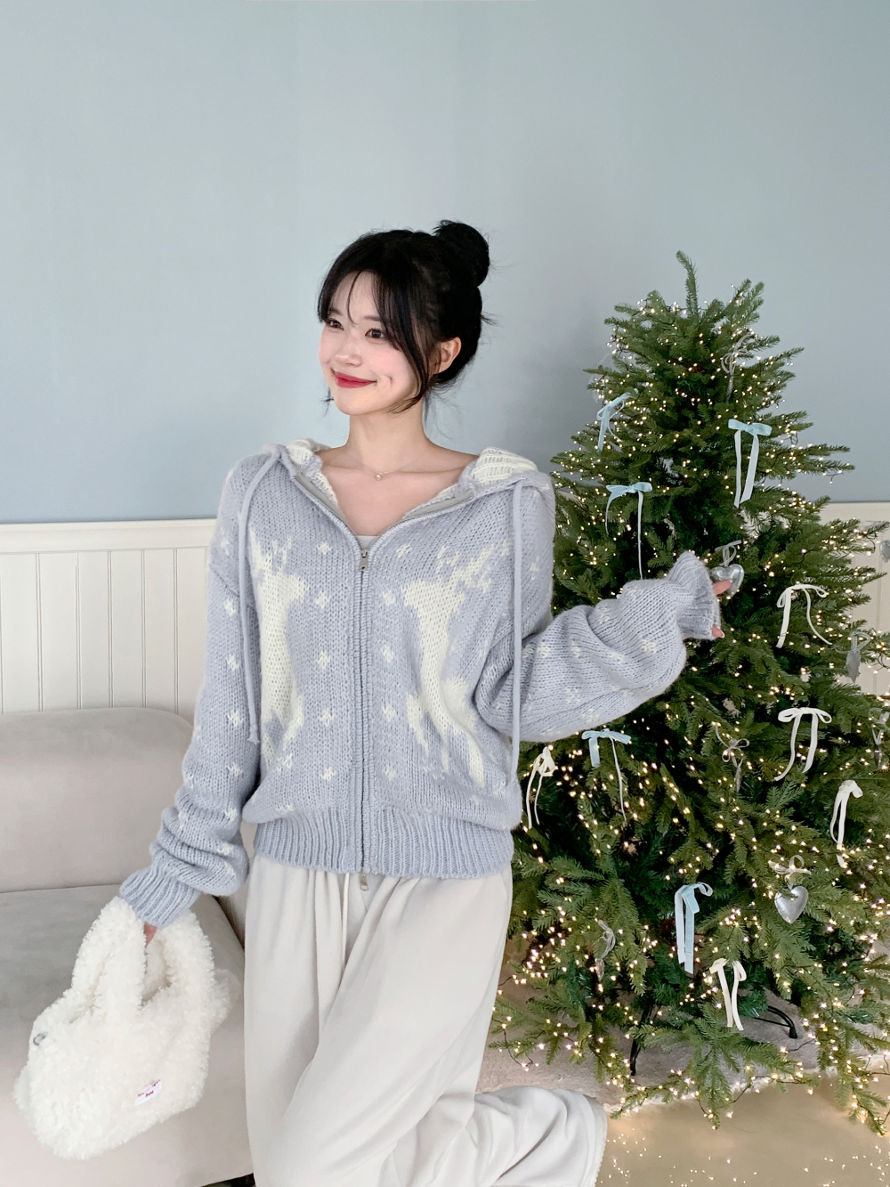 original]ノルディック柄ニットパーカー | ファッション通販