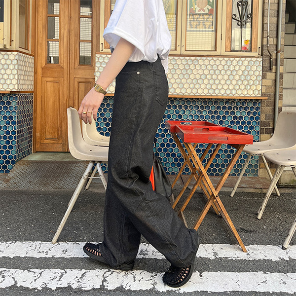 国産リネン100% ワイドパンツ　ブラック　服作り40年の田舎町仕立屋 国産リネン100% ワイドパンツ ブラック 服作り40年の田舎町仕立