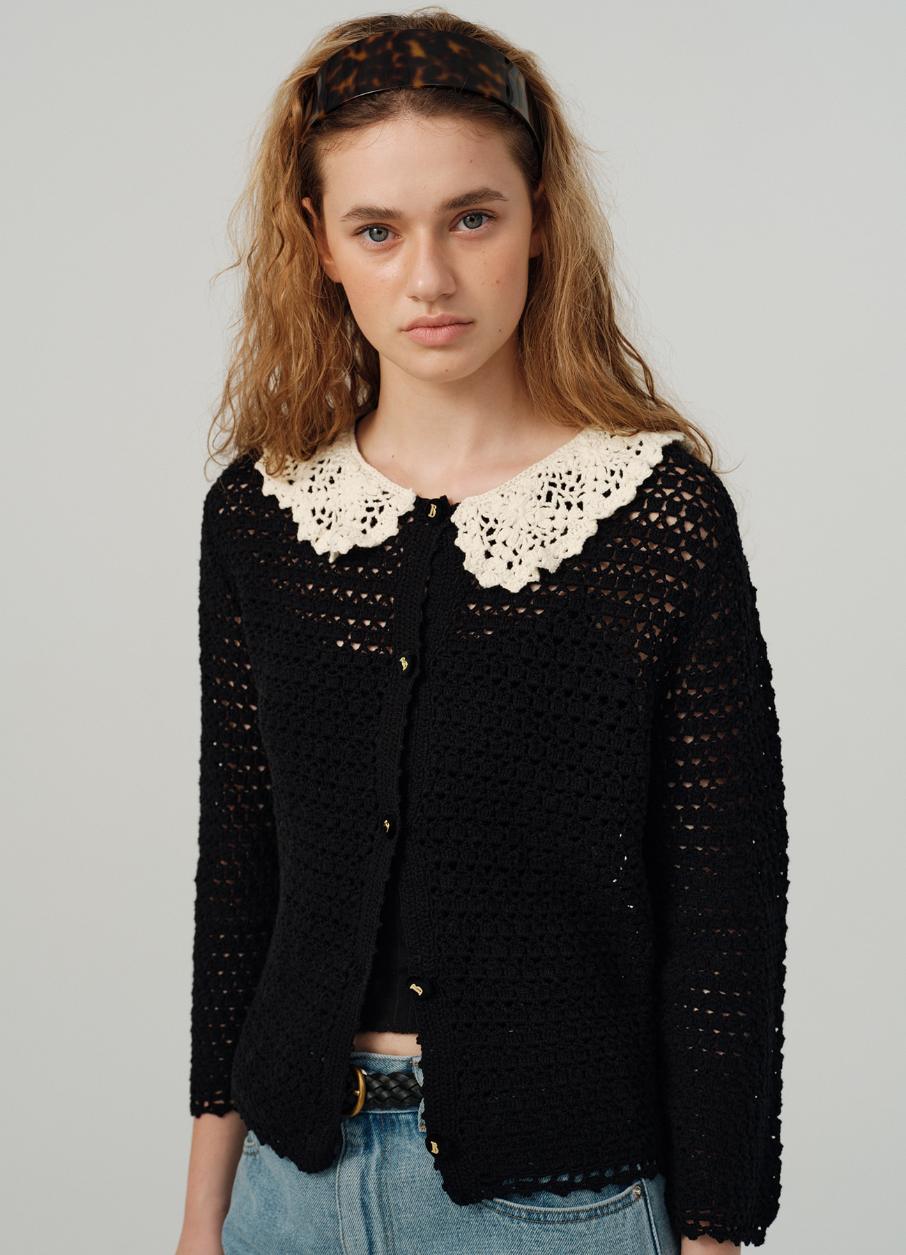 Ebony Hand Crochet Knit Cardigan - Black