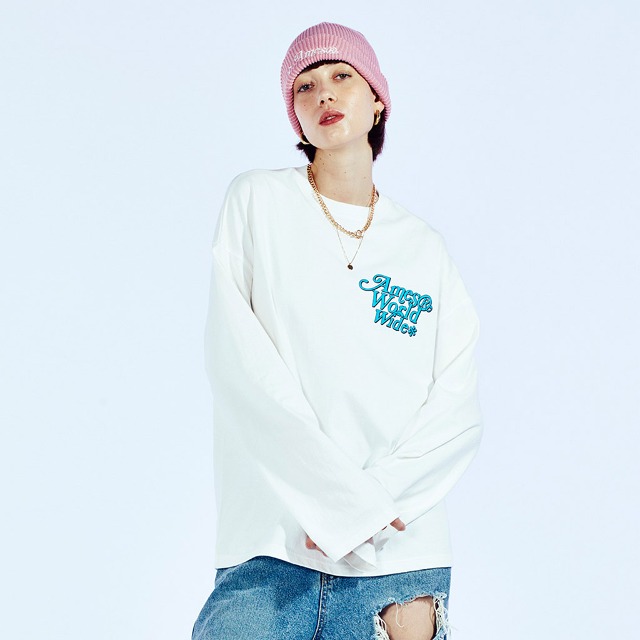★AMES-WORLDWIDE★TERRY SIGNATURE LOGO CROP TEE IVORY★人気 ☆AMES-WORLDWIDE☆TERRY SIGNATURE LOGO CROP TEE IVORY☆人気