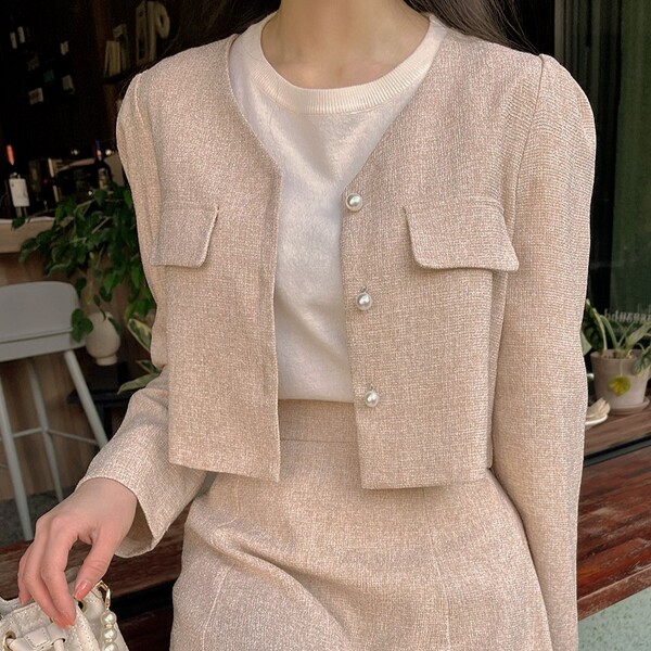 オケージョン】ツイードクロップドジャケット＆フレアスカート