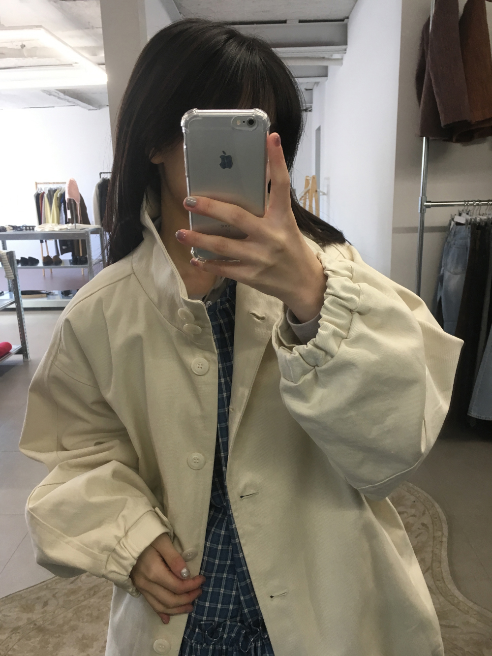 (2color)ボタン付きコットンミリタリージャケット