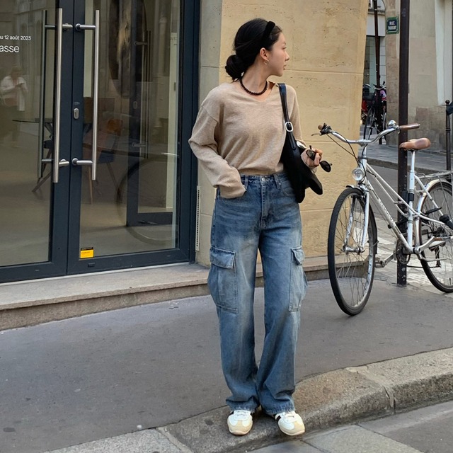 Deviカーゴワイドデニムパンツ