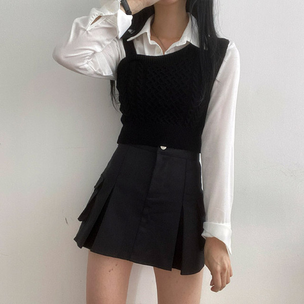 3color] 斜めケーブルビスチェニットベスト | ファッション通販