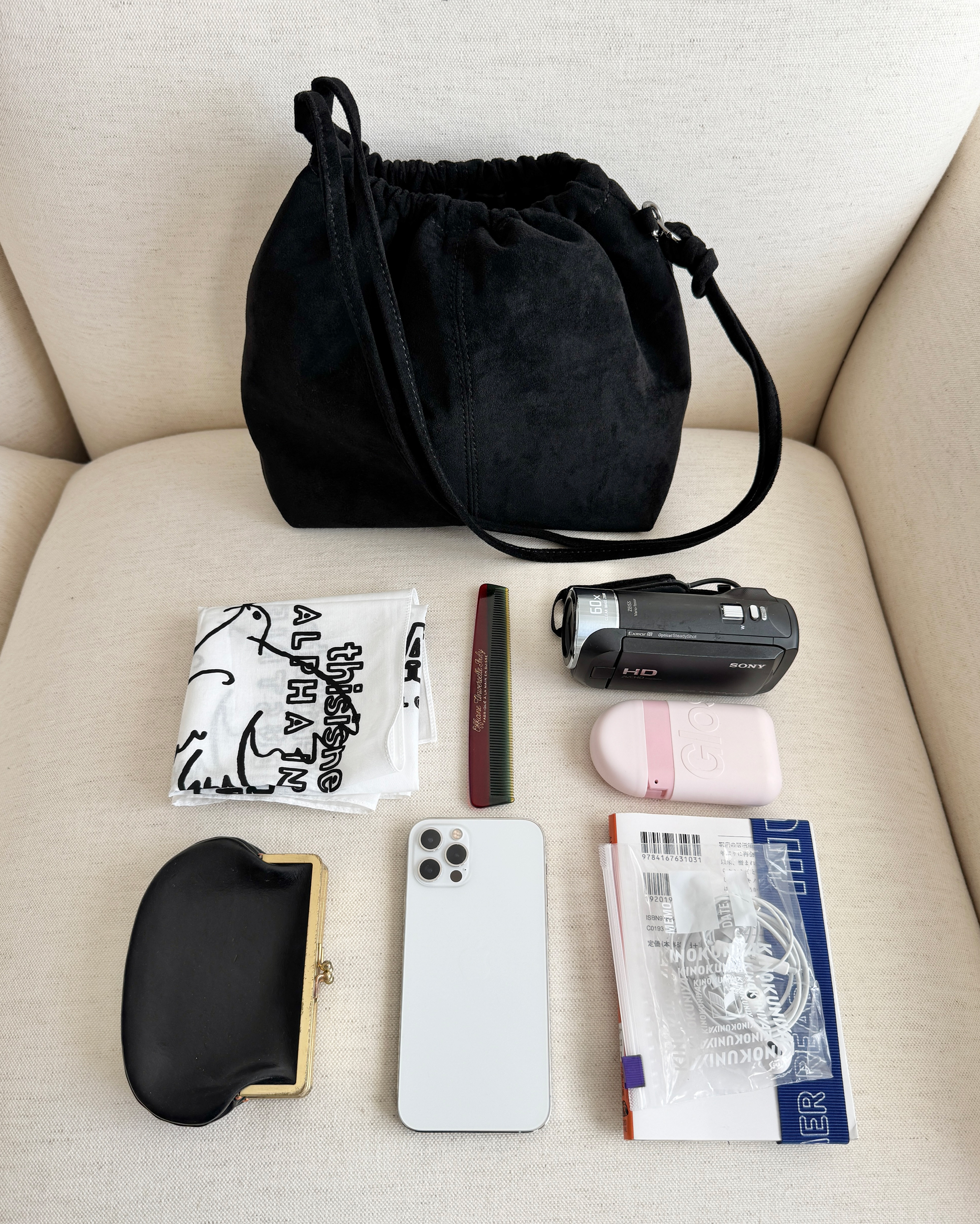 (ORIGINAL) ミディアムソフトドローストリングショルダーバッグ (black)