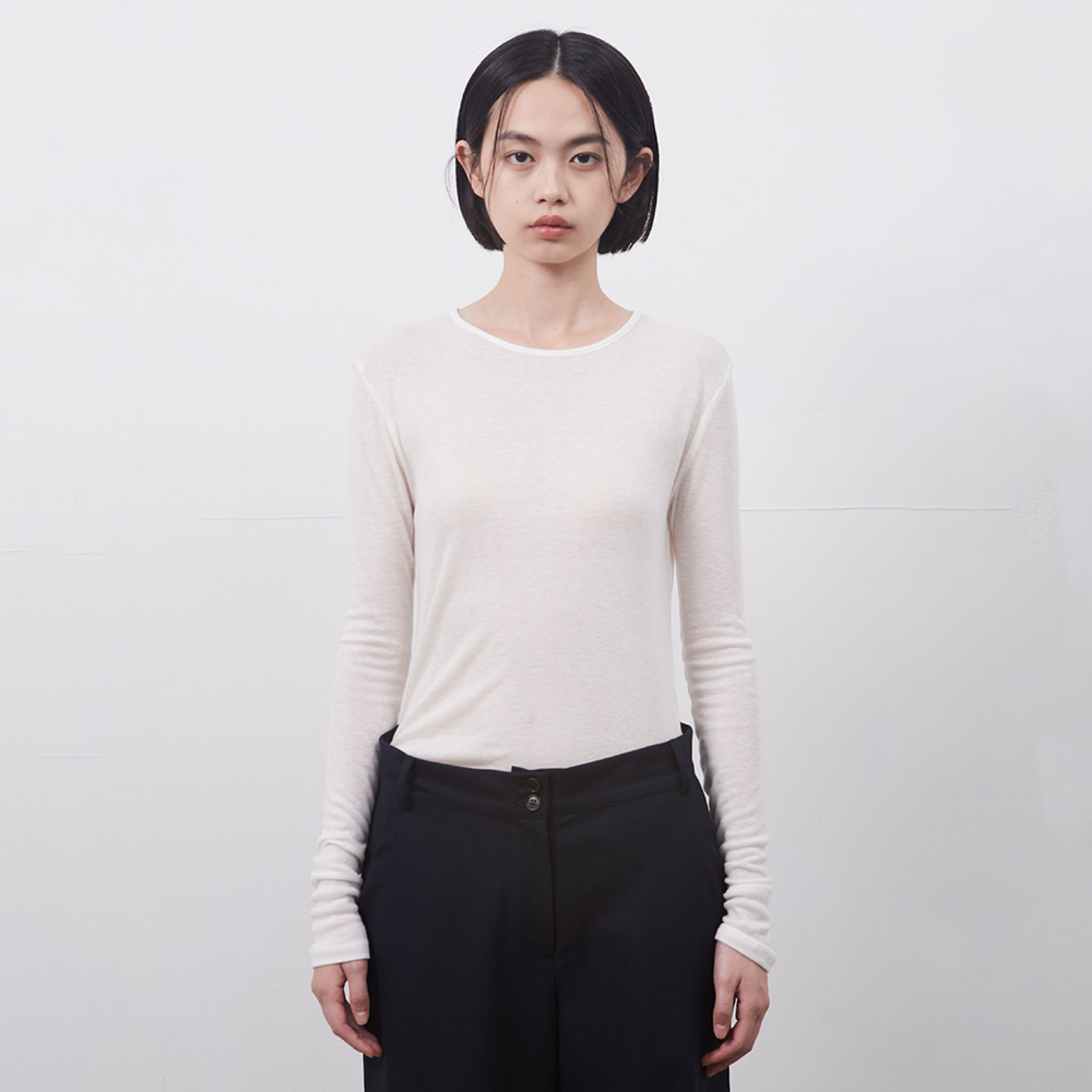 basic long t-shirt, ivory