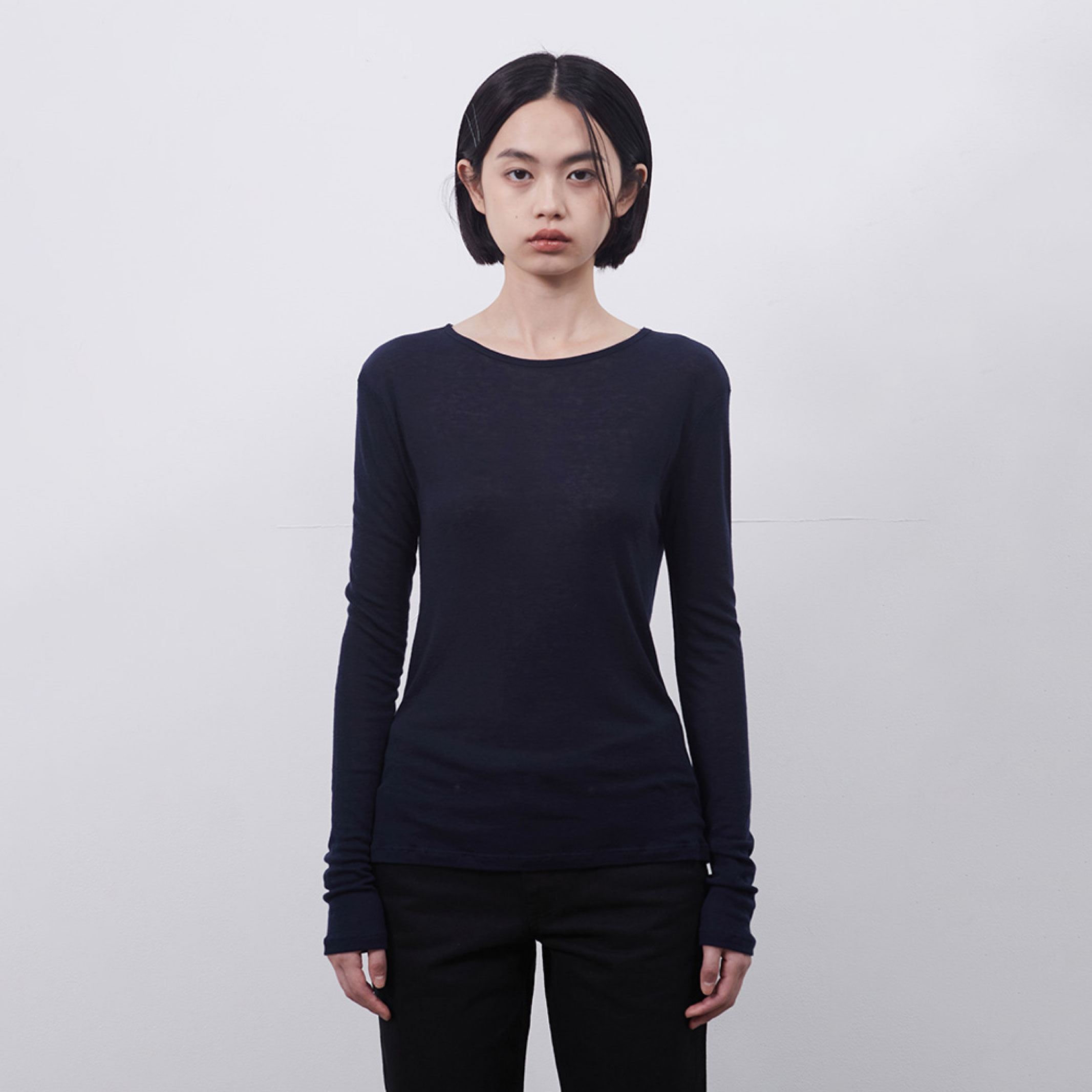 basic long t-shirt, navy