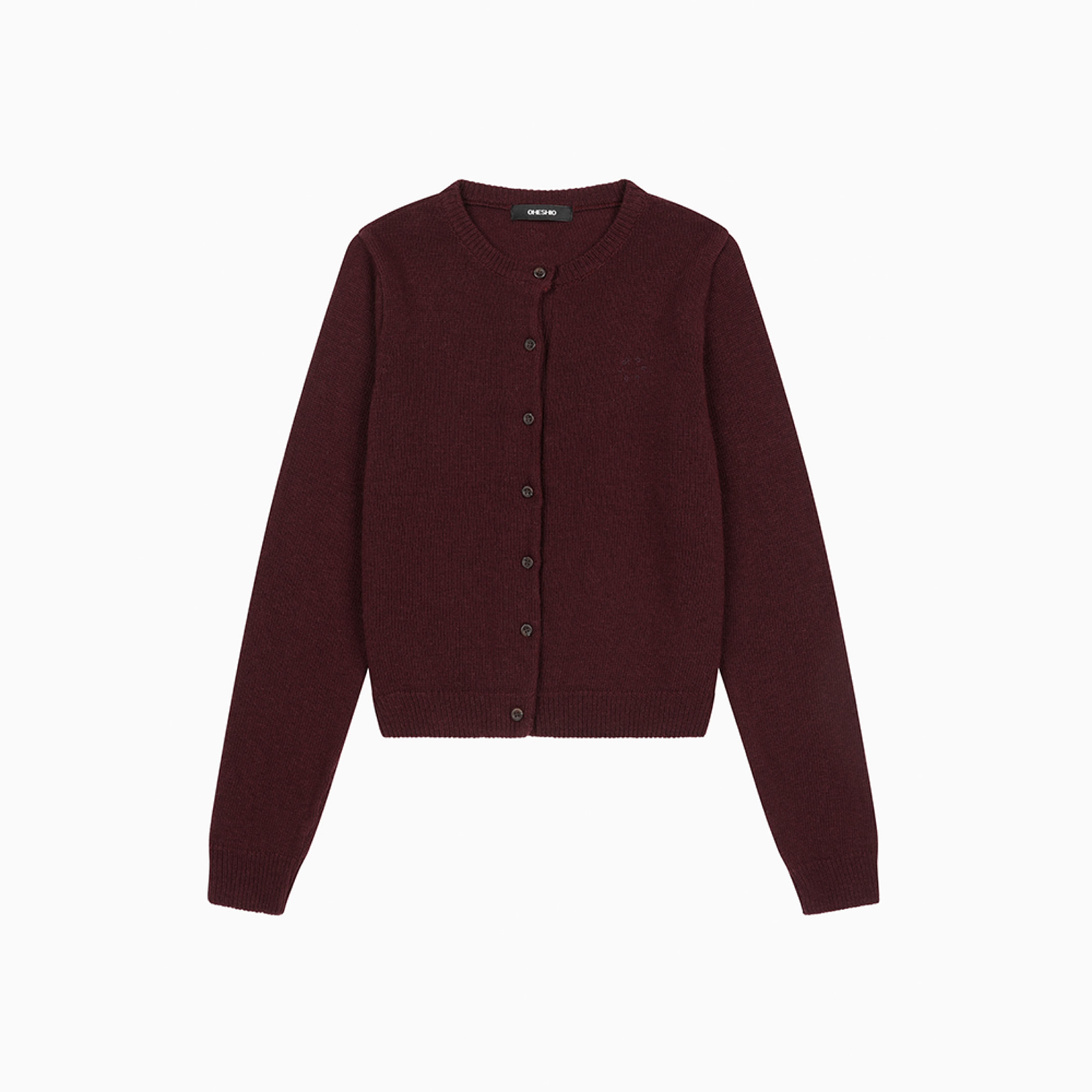 basic standard cardigan, burgundy