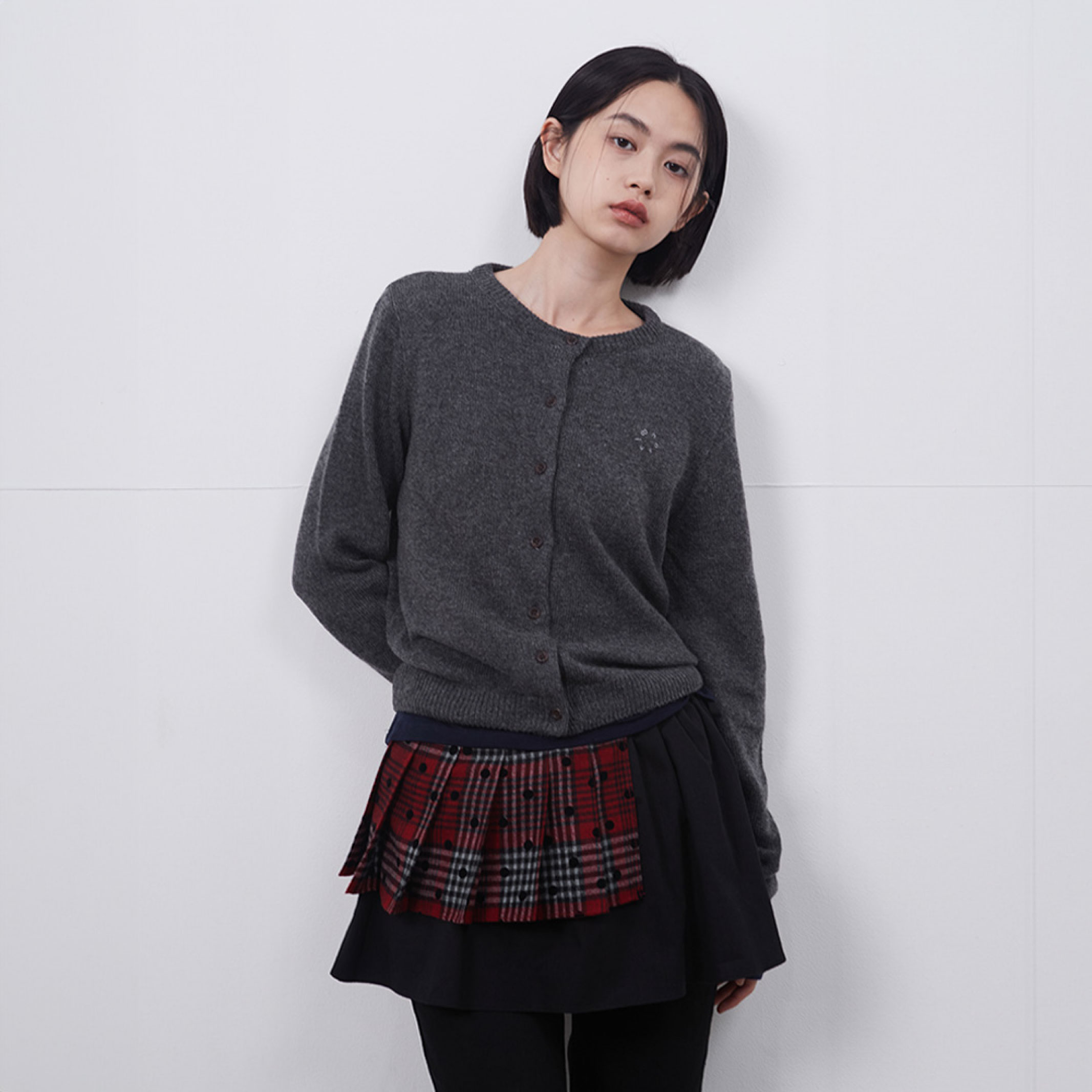 basic standard cardigan, gray