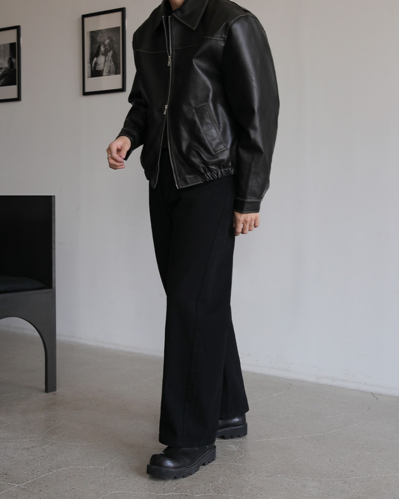 ジャケット・アウター unused ram leather jk 定価14 7万 wjk spanish ramb leather rib truck jkt S 黒 スペイン