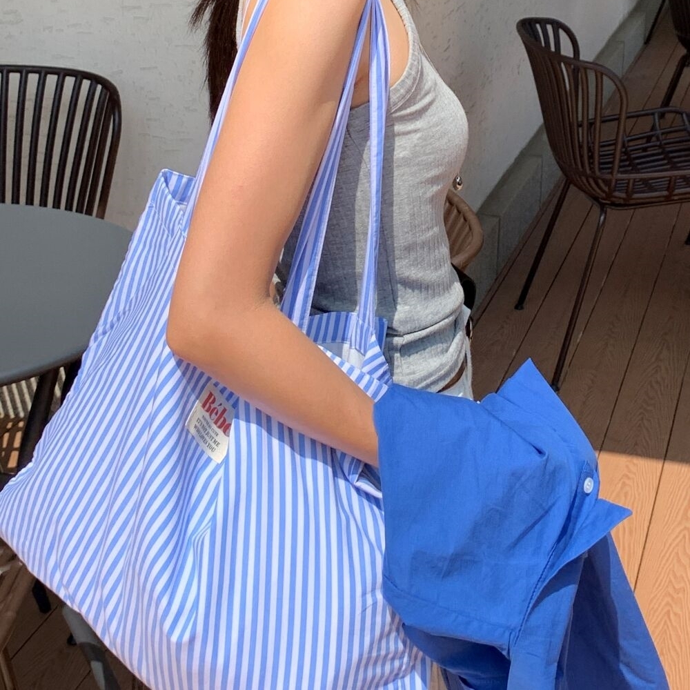 ストライプトートバッグ/ショルダーバッグ・エコバッグ2color