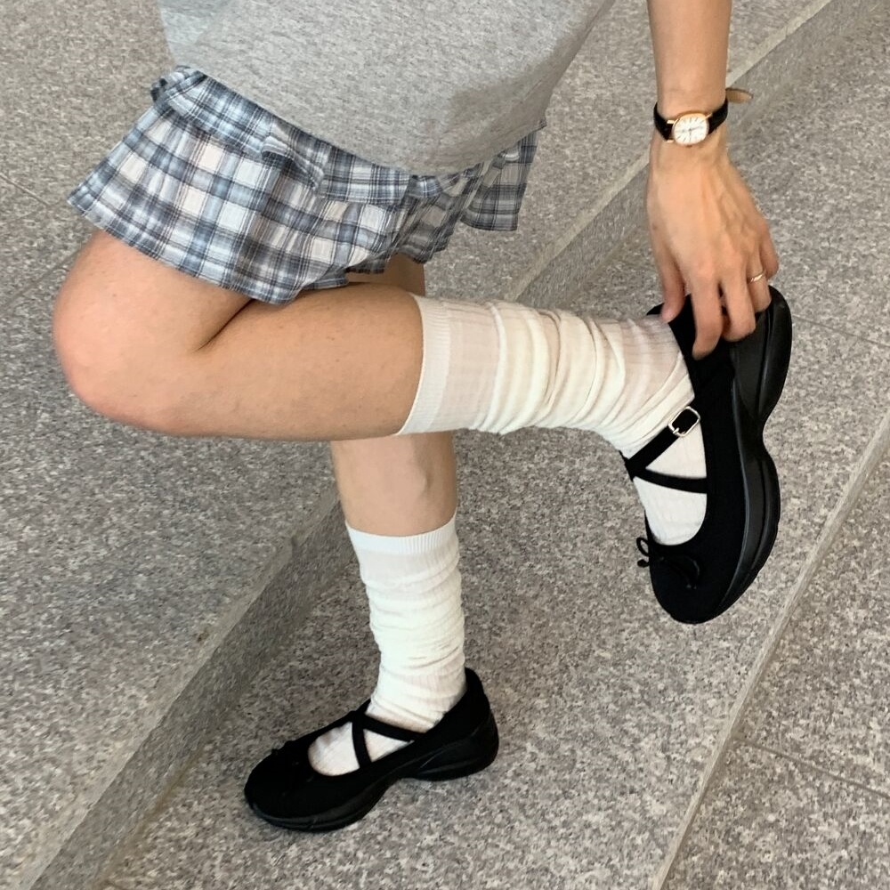 厚底シューズリボンメリージェーン夏サンダルスニーカー1color