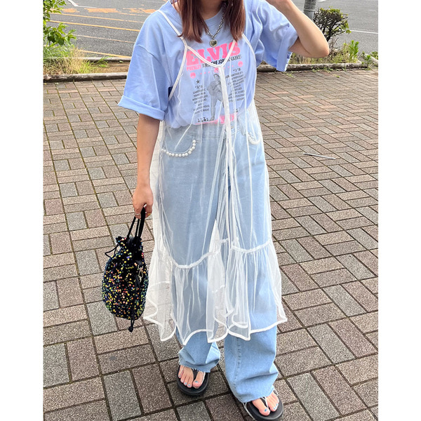 シースルーレイヤードキャミソールワンピース | ファッション