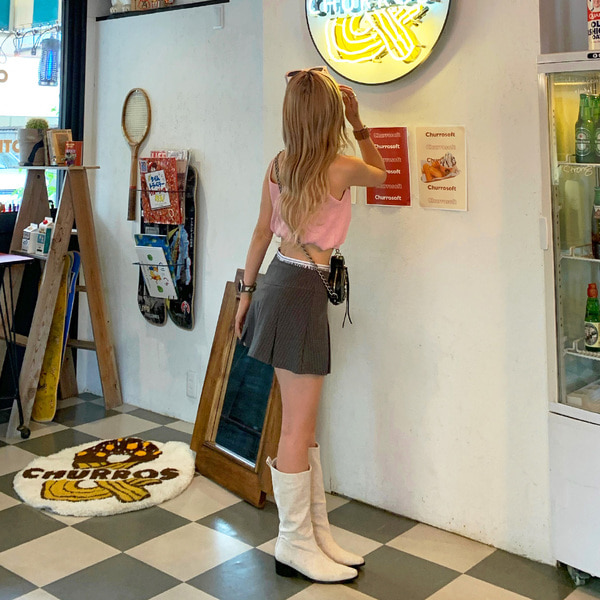 ANDMARYストライプ ベージュ ミニスカート S ANDMARYストライプ ベージュ ミニスカート S ストライプミニ