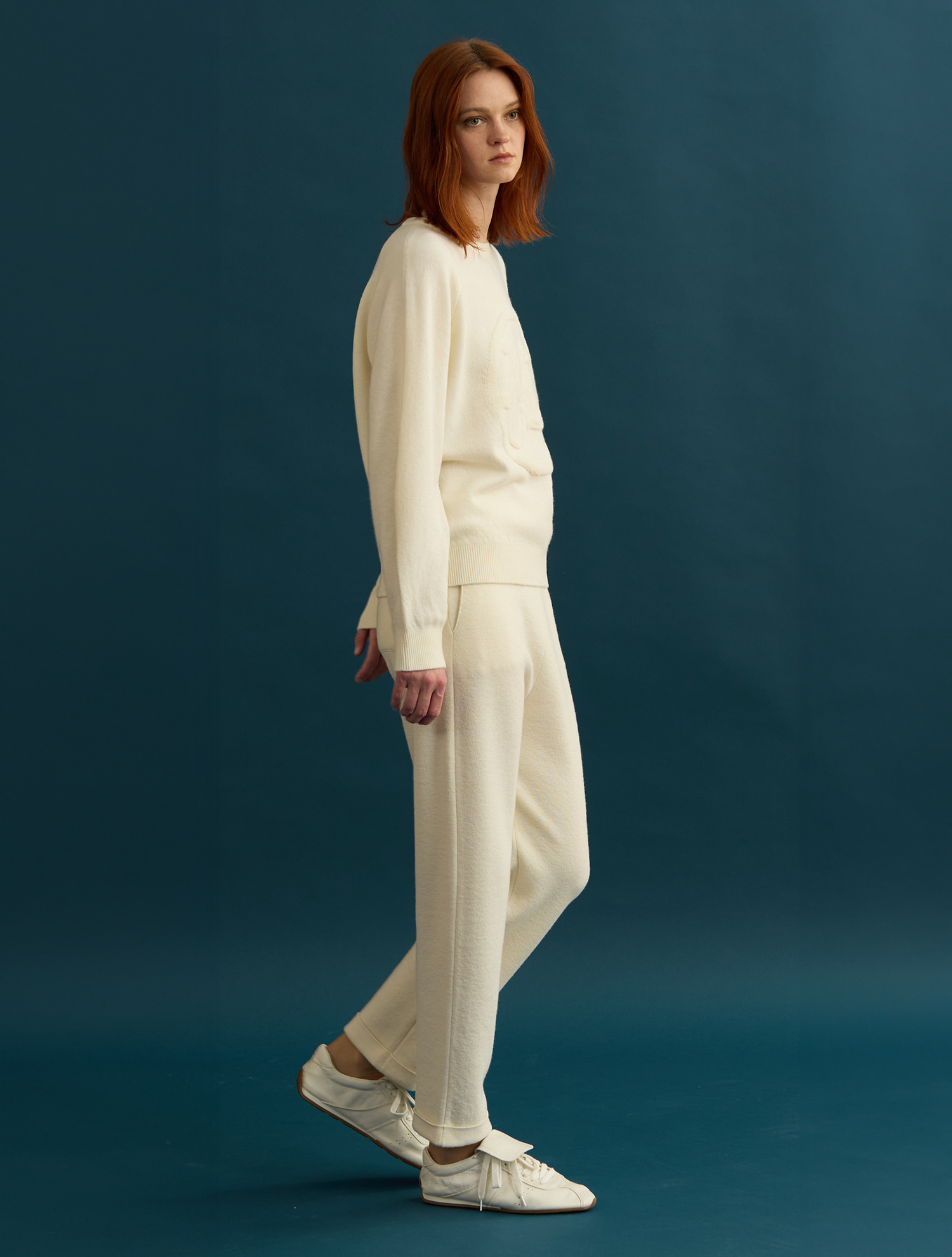 [Wool 100%] Relaxed Fit Knit Jogger Pants - Ivory