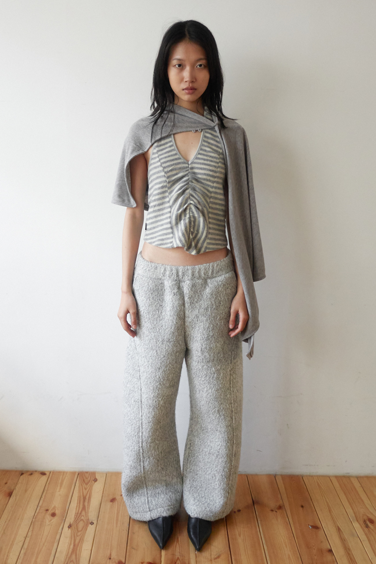 HAIRY WIDE PANTS / GRAY