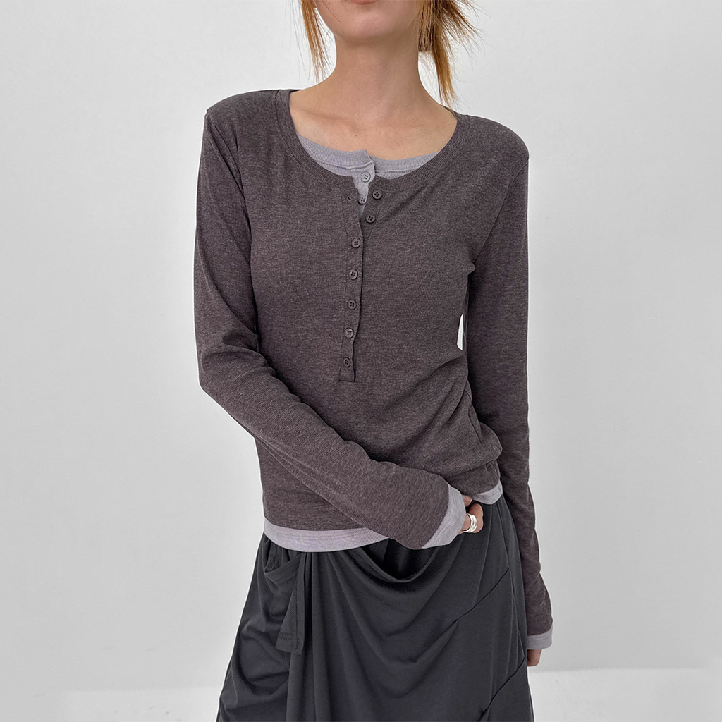 [original] レイヤード ヘンリーネック ロンT