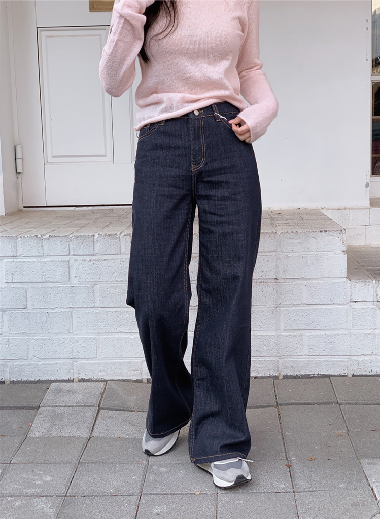 ノンフェードワイドブーツカットローデニムパンツ | ファッション通販