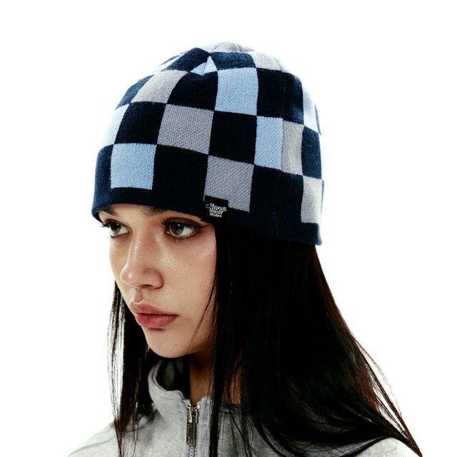 [単独最安値]CHECKERBOARD BEANIE BLUE