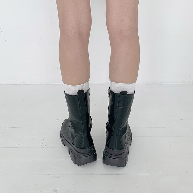 nouer 厚底ジッパーブーツ zip chunky lace up boots | ファッション