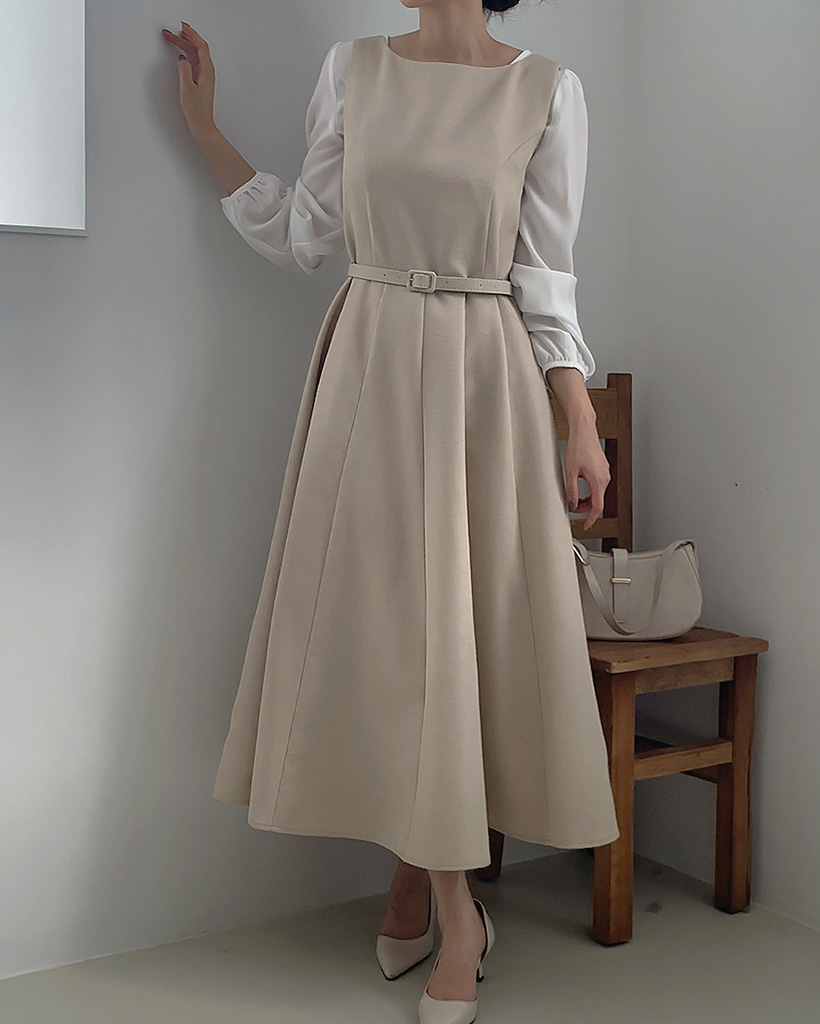 ツイードジャケット&ノースリーブロングワンピースセット