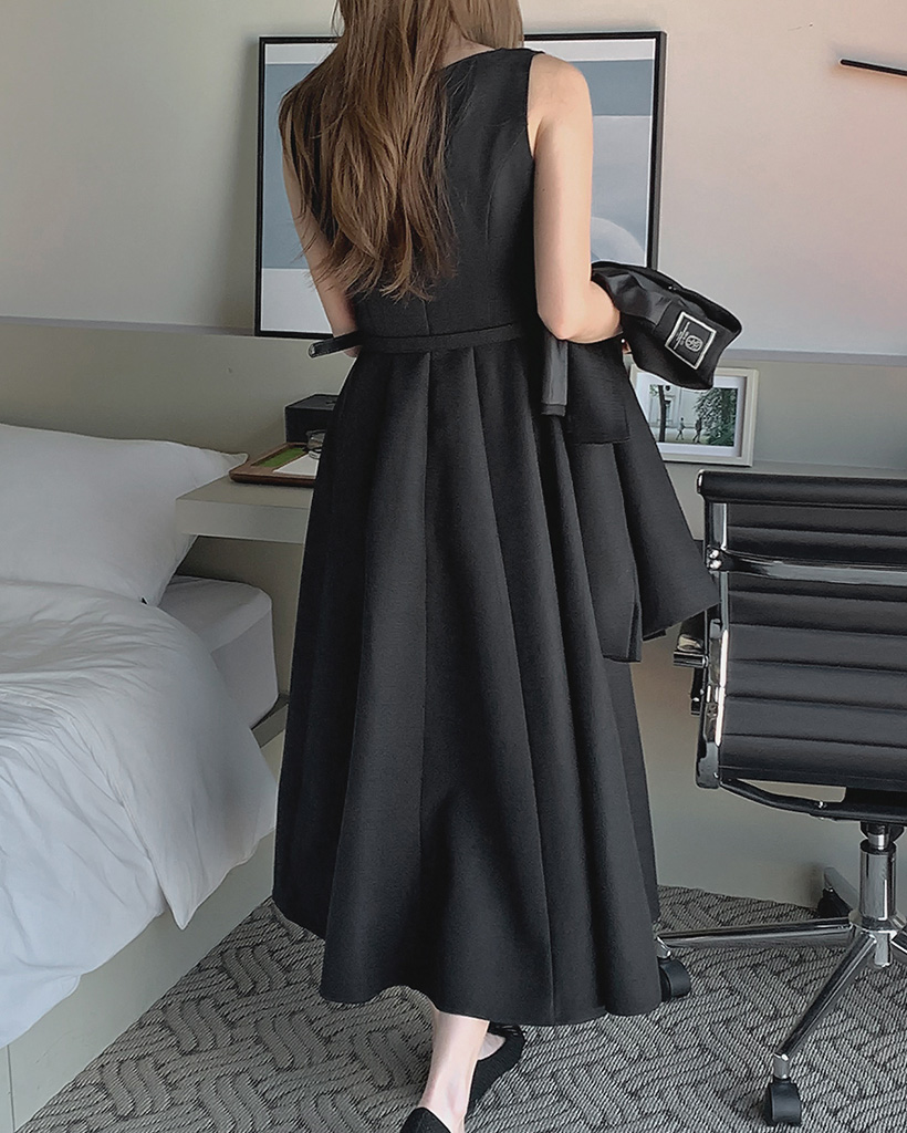 ツイードジャケット&ノースリーブロングワンピースセット