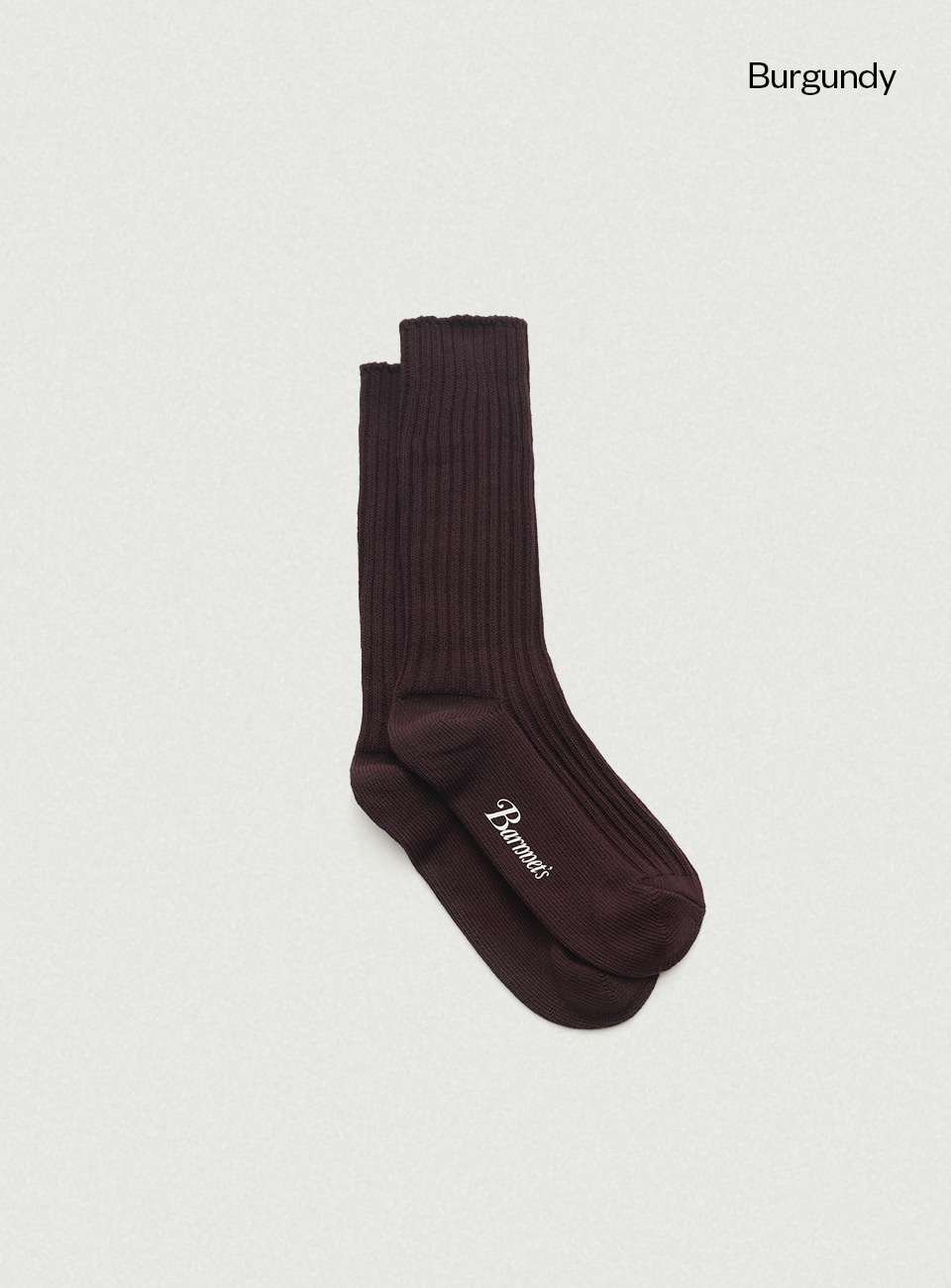 Loose Ribbed Knit Socks - Burgundy