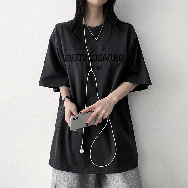 美品‼️PUBLIC TOKYO ステッジ　オーバーサイズ 半袖シャツ 黒 ステッチスリットオーバーサイズ半袖Tシャツ | ファッション通販