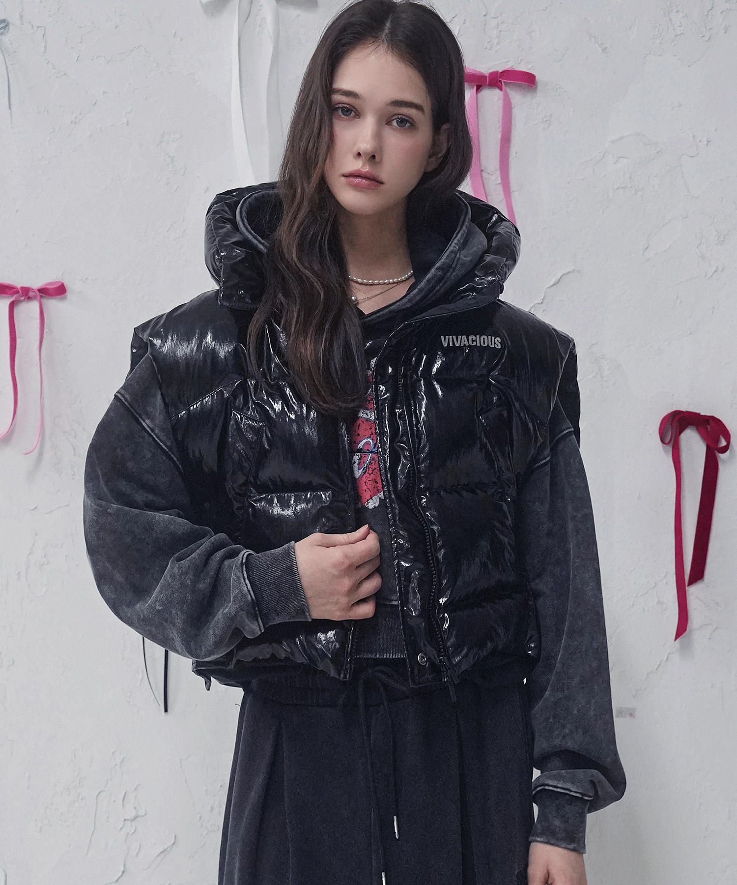 ジャケット・アウター DOT FRILL HOODED WINDBREAKER JUMPER DOT FRILL HOODED WINDBREAKER JUMPER (BLACK) | ファッション通販