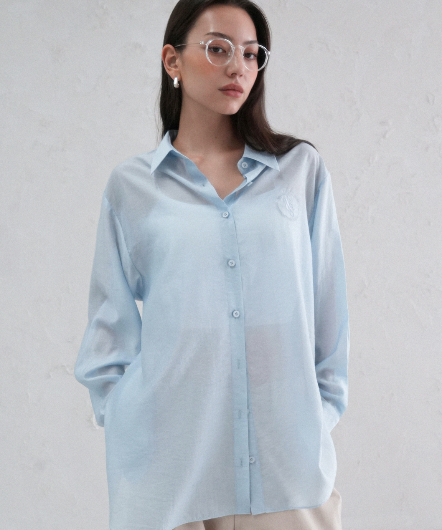 Sillage See-Through Stripe Shirt BLUE | ファッション通販