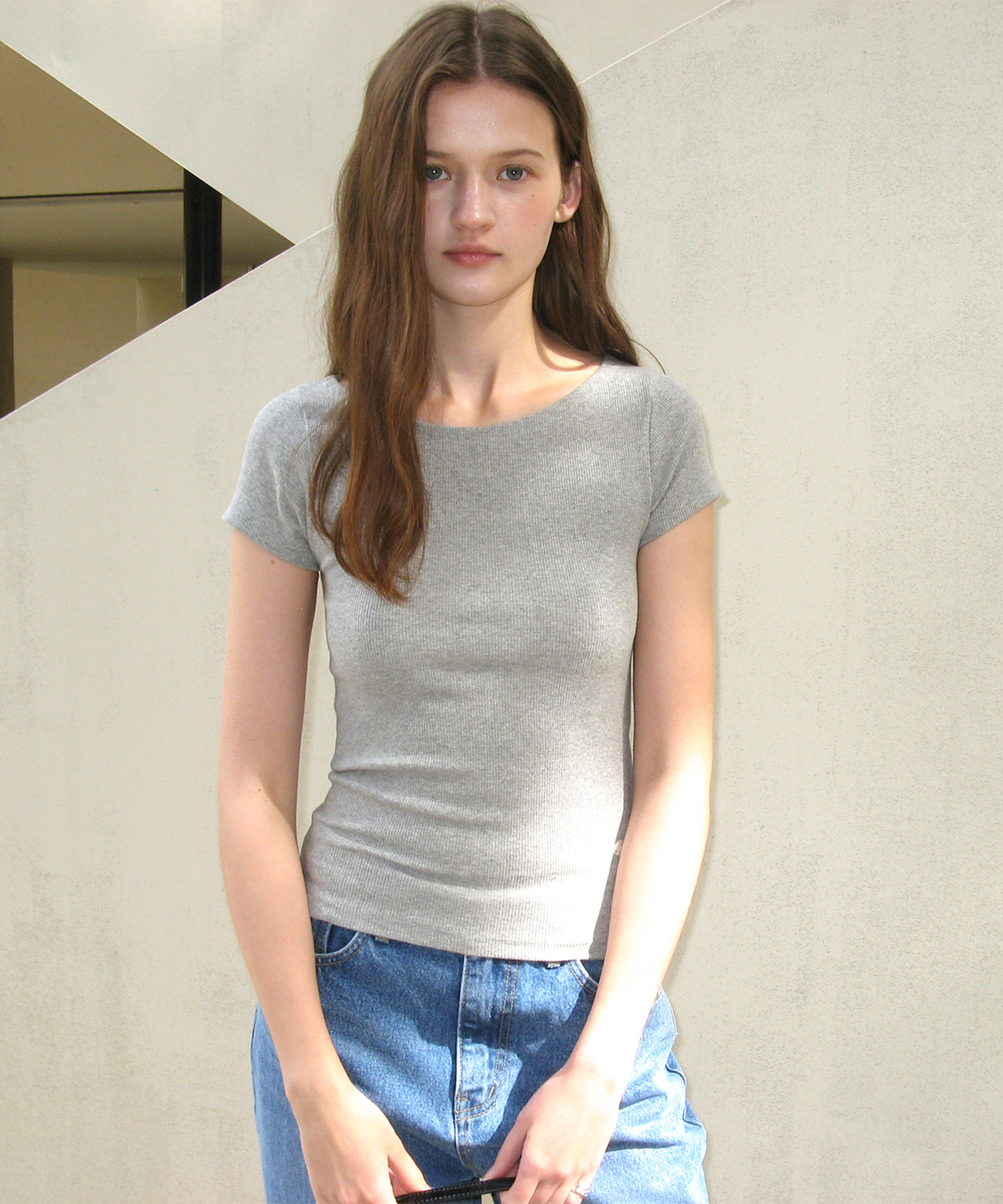 Boat neck Pendant Top - Grey