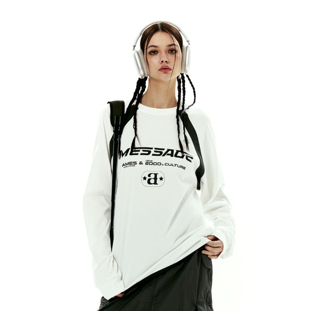 [単独最安値]MESSAGE LOGO RAGLAN LS TEE WHITE