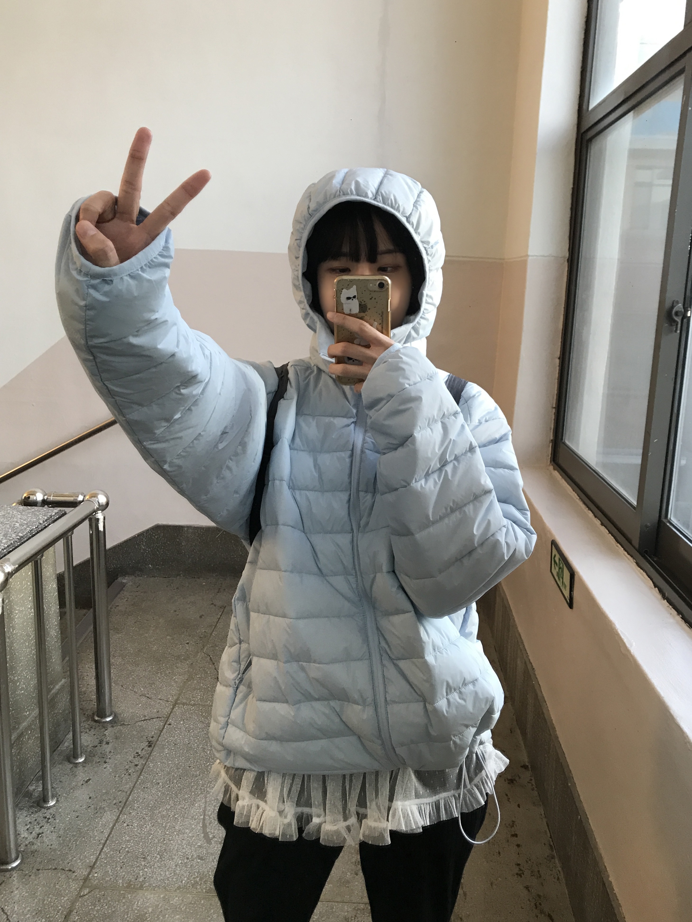 HATRA フード付きダウンジャケット ベージュ/グレー 洗える/撥水】10の欲張りを満たす フェイクファーフード付き