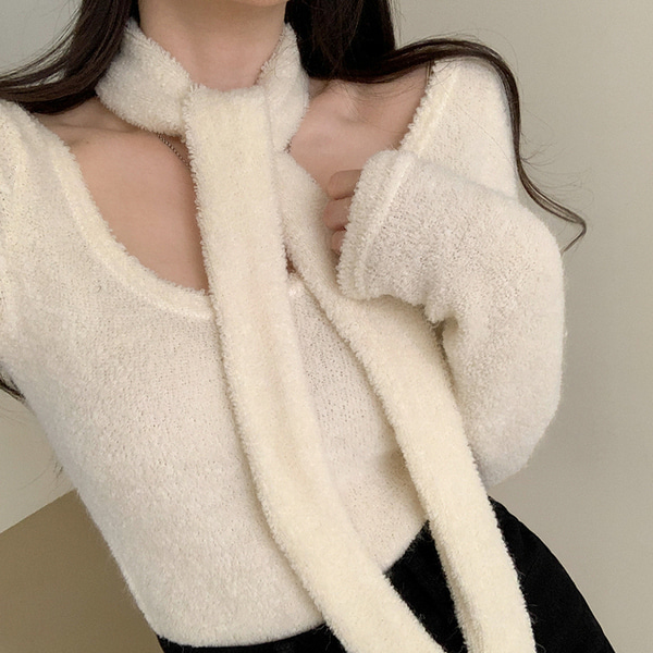3color] タイマフラー付、テリークロスチョーカーTシャツ