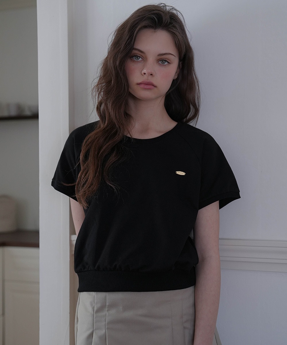 Basic Half Sleeve Sweatshirt [Black]