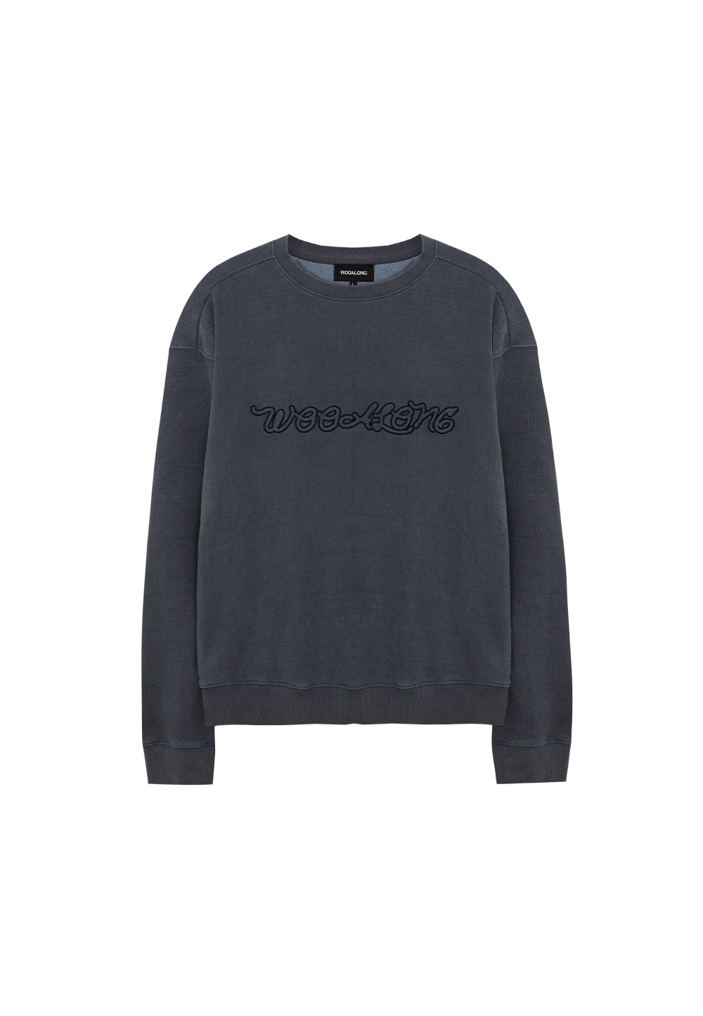 ★送料・関税込★WOOALONG★satin piping sweatshirt Signature Satin Piping SweatShirt - NAVY | ファッション通販