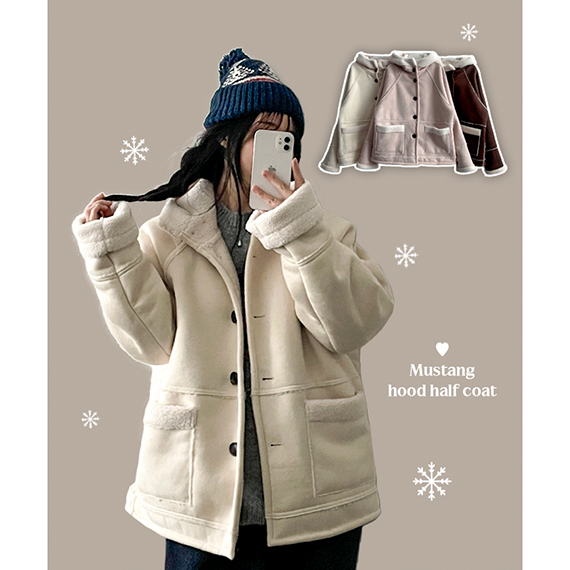 スエードボアポケットフード付きムートンコート | ファッション通販