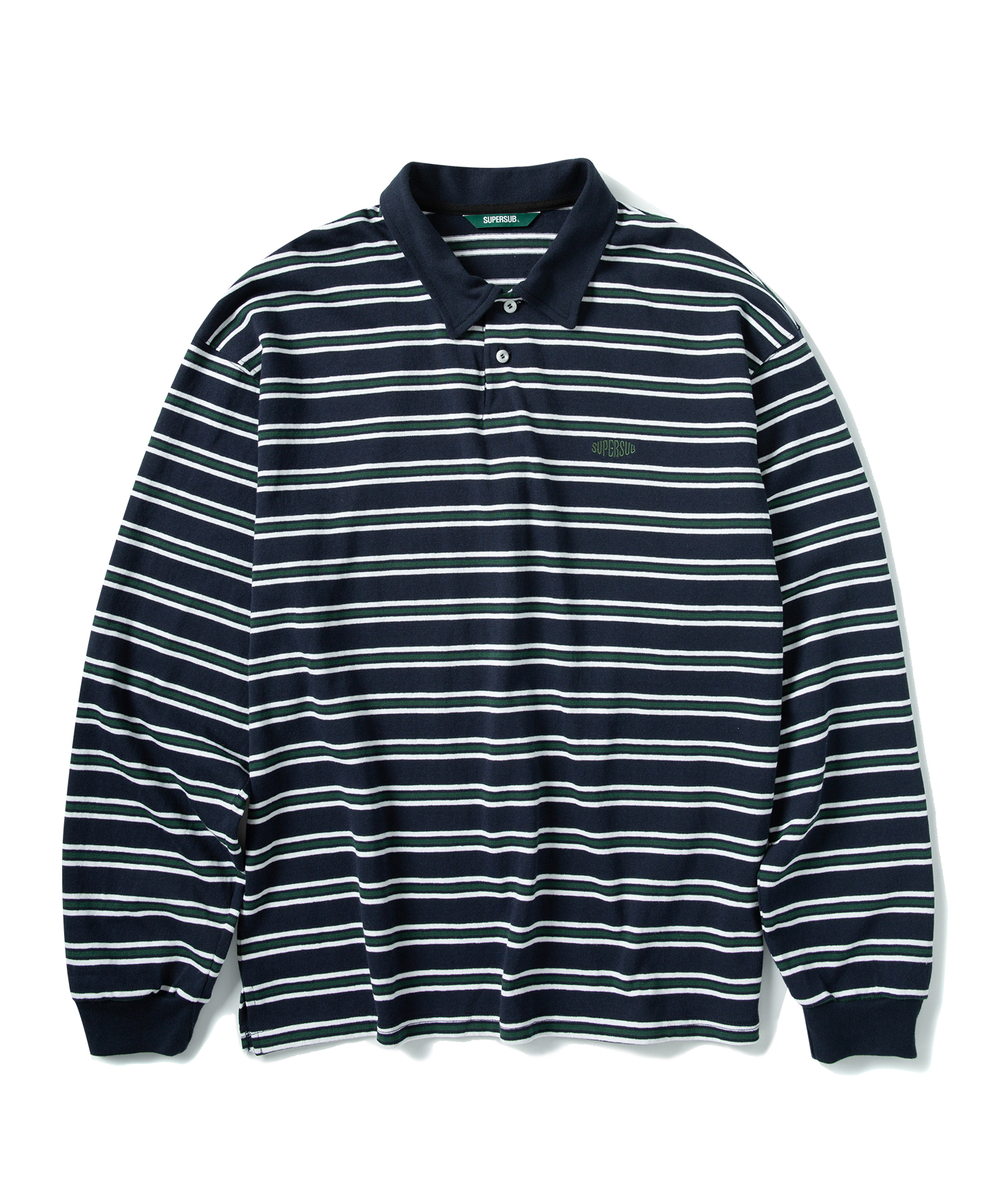 めぐページ signature logo striped polo shirt - navy | ファッション通販