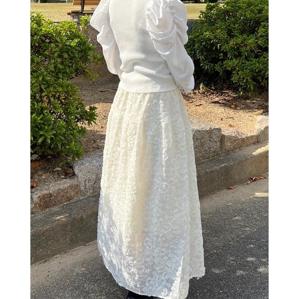 レースロングスカート Lace Ladies 総レース ウエストゴム仕様 ロングスカート マキシ