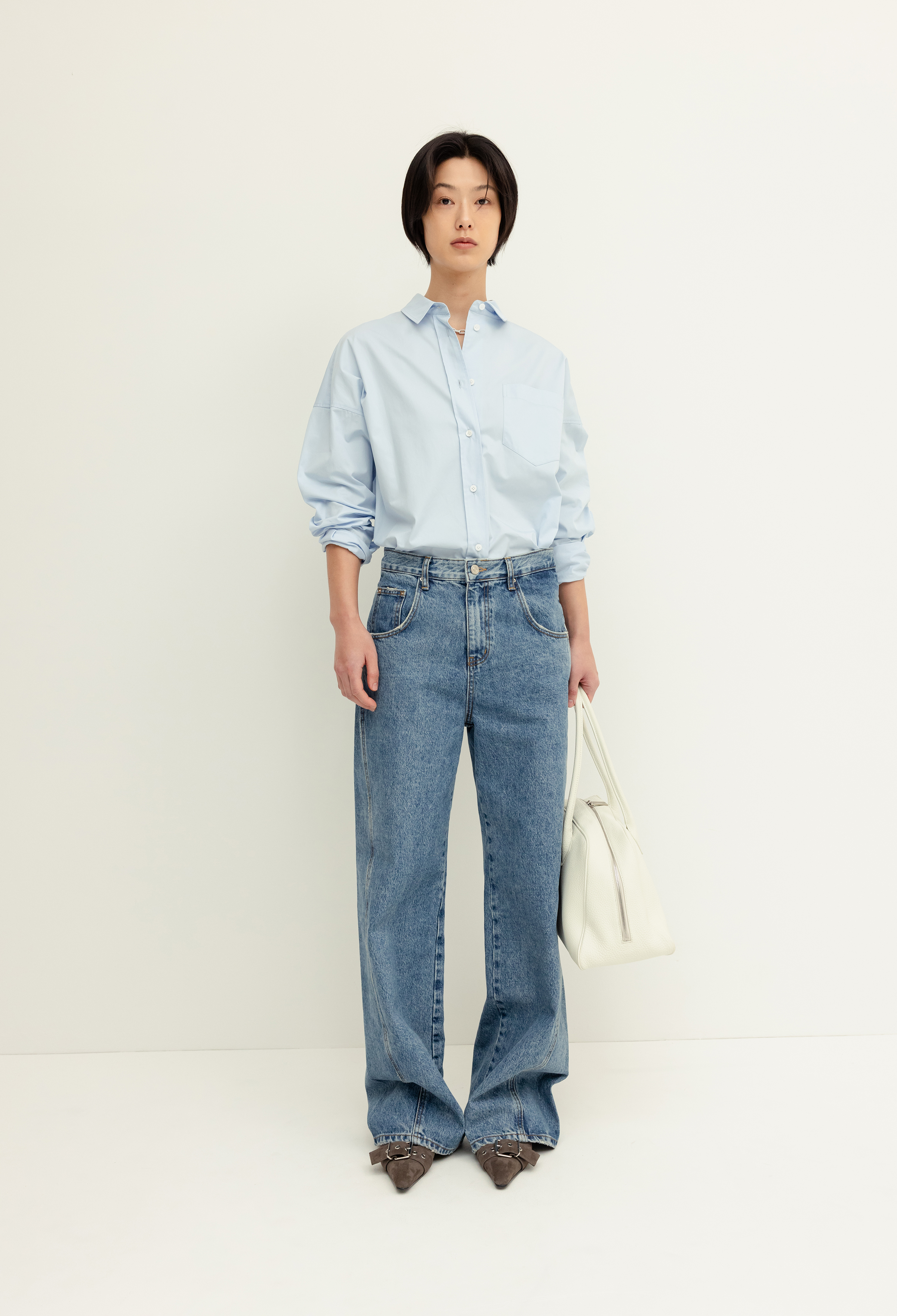 ounce dove blue denim leday デニム 韓国 731 Seam Detail Denim Jeans Blue | ファッション通販サイト NUGU